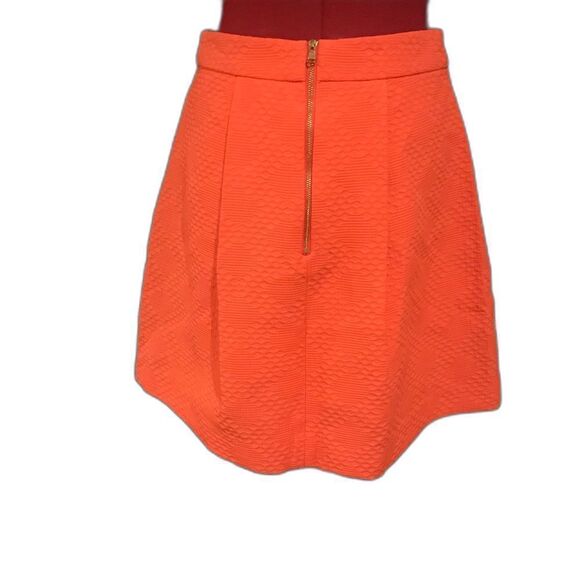 Trina Turk Skirt Women Size 2 Orange Pleated Pockets Exposed Back Zipper Cotton - Picture 3 of 7